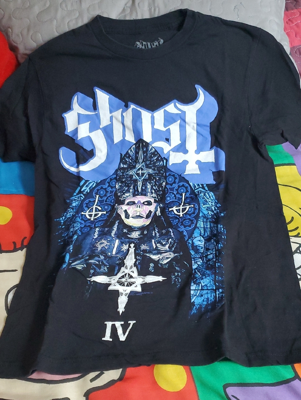 Ost Black Band Tee with White Ghost Logo